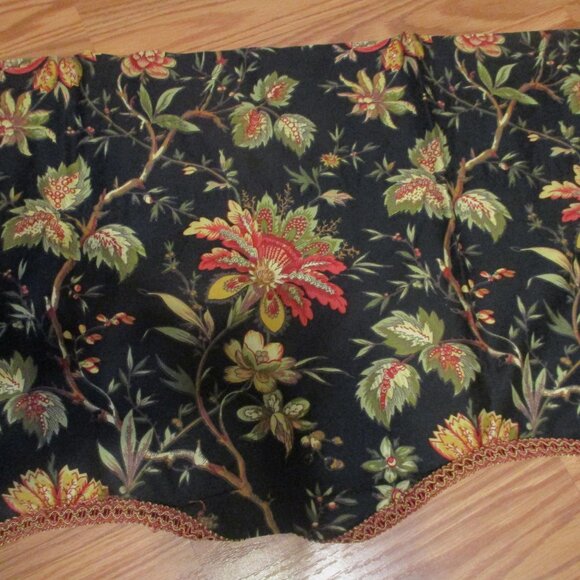Waverly Home Classics Floral Valance Set Of 2 Black Multi-Color Scalloped Edge 1 - Picture 1 of 5